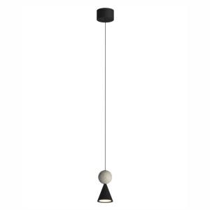 Pendul LED moderna Art Deco Bingo negru/ travertin