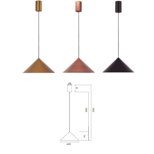 Pendul LED stil minimalist CONO D-24cm cupru - Img 2