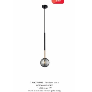 Pendul, Lustra suspendata moderna Arcturus negru/ auriu - Img 2