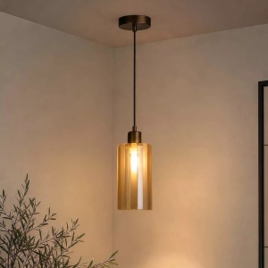 Pendul modern bronz cu sticla sampanie Kent