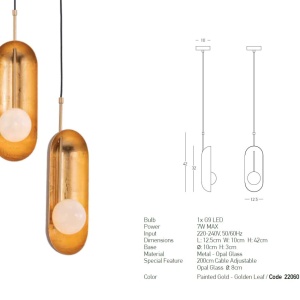 Pendul modern design decorativ Elenor auriu 153729 universul-luminii.ro