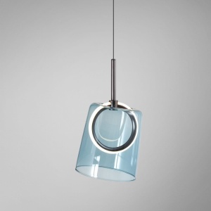 Pendul modern LED 3000K, inaltime reglabila, sticla, albastru, Zula - Img 6