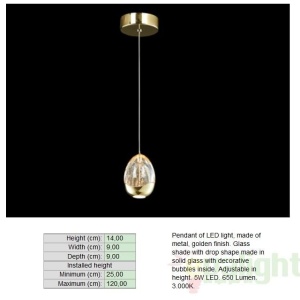 Pendul modern LED diametru 9cm ROCIO auriu 784347 59899 universul-luminii.ro