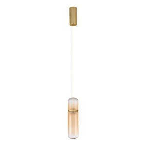 Pendul modern LED, Metal, Auriu, Sticla, Amber, Norma