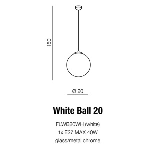 Pendul stil modern 20cm Ball alb 181509 universul-luminii.ro