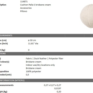 Perna decorativa LUX Palla S, brisbane crem 114871 HZ - Img 4