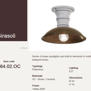 Plafonier clasic fabricat manual diametru 20cm I Girasoli 064.02.OC 53969 universul-luminii.ro