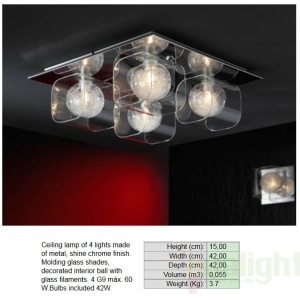 Plafonier modern dim. 42x42cm, LED Eclipse 506736 - Img 3
