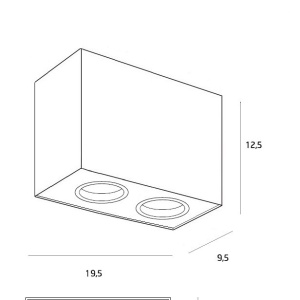 Plafoniera aplicata cu 2 spoturi directionabile, BASIC SQUARE II BK 109999 universul-luminii.ro