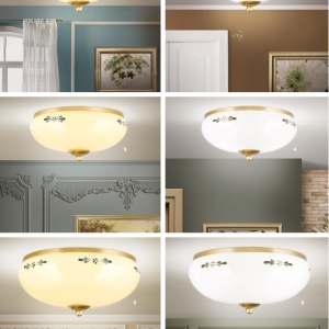 Plafoniera clasica Landhaus 21cm alama satin/ sticla champagne decor albastru 200069 universul-luminii.ro