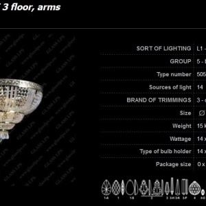 Plafoniera cristal Bohemia L15 505/14/3; F 3 floor, arms 49819 universul-luminii.ro