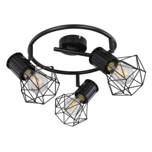 Plafoniera cu 3 spoturi design industrial PRISKA negru 114199 universul-luminii.ro