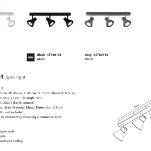 Plafoniera cu 3 spoturi directionabile design modern Eik 2 negru 117899 universul-luminii.ro