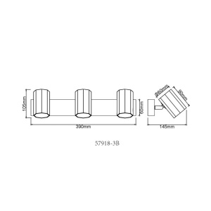 Plafoniera cu 3 Spoturi directionabile metal negru JAMES 249049 universul-luminii.ro