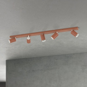 Plafoniera cu 5 spoturi directionabile stil minimalist PENN, rosu coral - Img 5