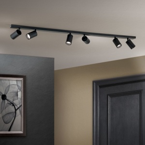 Plafoniera cu 6 Spoturi stil minimalist modern SEAN neagra 157009 universul-luminii.ro