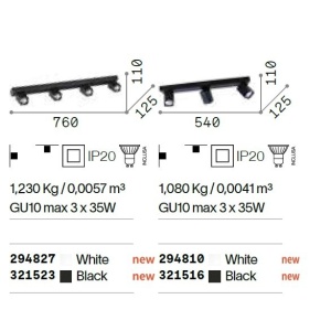 Plafoniera cu spoturi Rudy pl4 square negru 223709 universul-luminii.ro