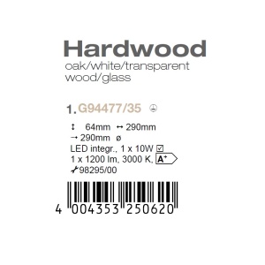Plafoniera din lemn si sticla, LED Hardwood 29x29cm G94477/35 BL 56019 universul-luminii.ro
