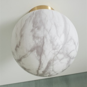 Plafoniera din sticla cu aspect de marmura Carrara 22cm 100049 universul-luminii.ro