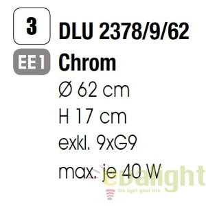 Plafoniera eleganta cristal K9 diam. 62cm Gloria DLU 2378/9/62 chrom OR 52859 universul-luminii.ro
