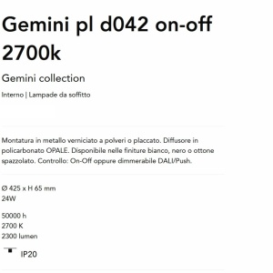 Plafoniera LED design circular Gemini pl d042 on-off 2700k negru 165019 universul-luminii.ro