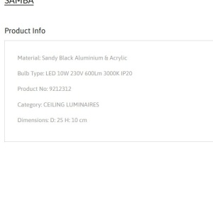 Plafoniera LED design minimal SAMBA neagra 137249 universul-luminii.ro