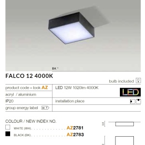 Plafoniera LED design slim FALCO 12 4000K alba 43409 universul-luminii.ro