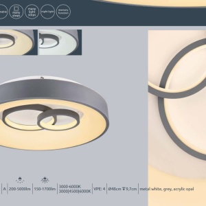 Plafoniera LED dimabila cu telecomanda design modern MAVY alb/gri 48416-50R GL 192199 universul-luminii.ro