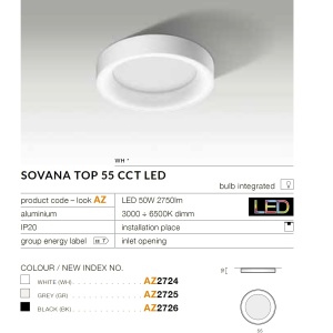 Plafoniera LED dimabila cu telecomanda SOVANA TOP 55 alba 70289 universul-luminii.ro