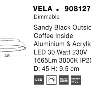 Plafoniera LED dimabila design modern Vela negru 45cm 115509 universul-luminii.ro