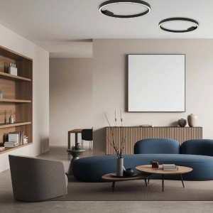 Plafoniera LED dimabila design slim Ridley negru D-60cm 153739 universul-luminii.ro