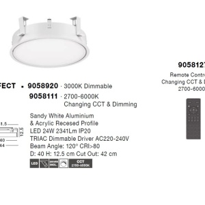 Plafoniera LED incastrabila reglabila PERFECT 40cm alba 3000K Dimmable 77309 universul-luminii.ro