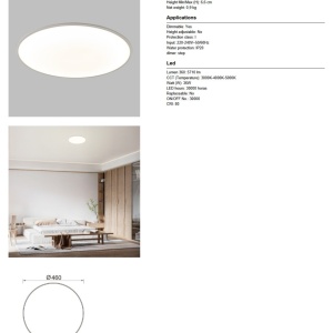 Plafoniera LED SLIM CCT II 50W, 46CM CCT 3000-4000-6500K - Img 4