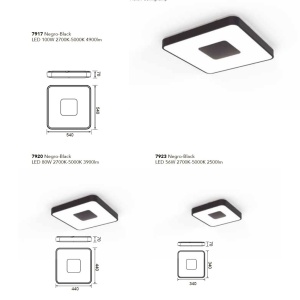 Plafoniera LED Smart dimabila cu telecomanda COIN 34x34cm neagra 132429 universul-luminii.ro