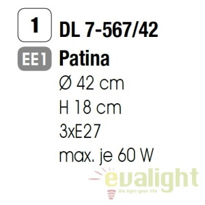 Plafoniera stil clasic diam.42cm Mauro DL 7-567/42 Patina OR 57429 universul-luminii.ro