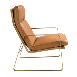 Scaun cu brate LUX design italian Cowhide camel - Img 2