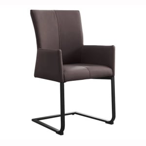Scaun cu brate, Metal, Piele Naturala, Gri Taupe, SAMSON A-45175 VC