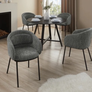 Scaun cu cotiere FLORENZ, material textil gri structurat - Img 3