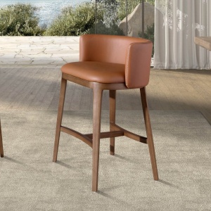 Scaun de bar design LUX, Nuc, Piele sintetica, Brown