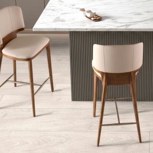 Scaun de bar din lemn si piele sintetica Cream - Img 8