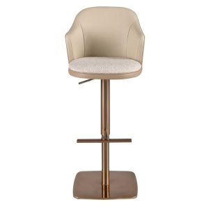 Scaun de bar pivotant cu inaltime reglabila Stool crem/ maro - Img 5