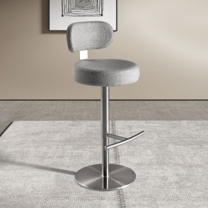 Scaun de bar pivotant cu inaltime reglabila Stool gri deschis - Img 6