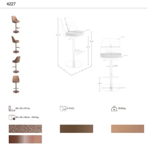 Scaun de bar pivotant cu inaltime reglabila Stool maro - Img 11