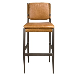 Scaun de bar tapitat cu piele naturala Brown - Img 5