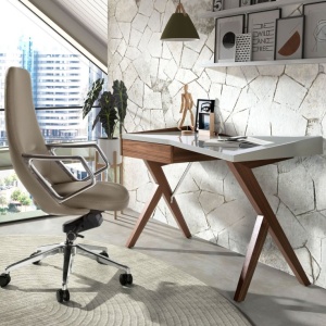 Scaun de birou modern piele sintetica Grey - Img 7