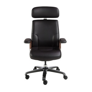 Scaun de birou modern piele sintetica si furnir de nuc Black - Img 5
