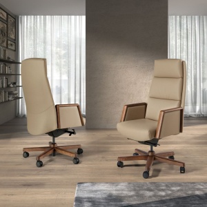 Scaun de birou modern piele sintetica si lemn Mink - Img 6