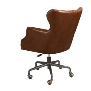 Scaun de birou pivotant design LUX, Piele Naturala, Dark brown - Img 4