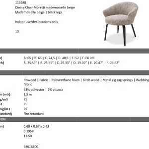 Scaun design elegant LUX Moretti, bej mademoiselle 115988 HZ - Img 6