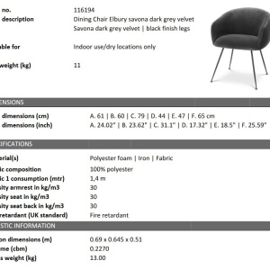 Scaun design LUX Elbury, catifea Savona dark grey - Img 5